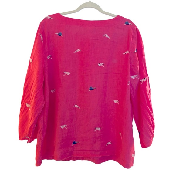 Charter Club Luxury Women's 100% Linen Flight Pattern Blouse in magenta XL - Picture 3 of 9